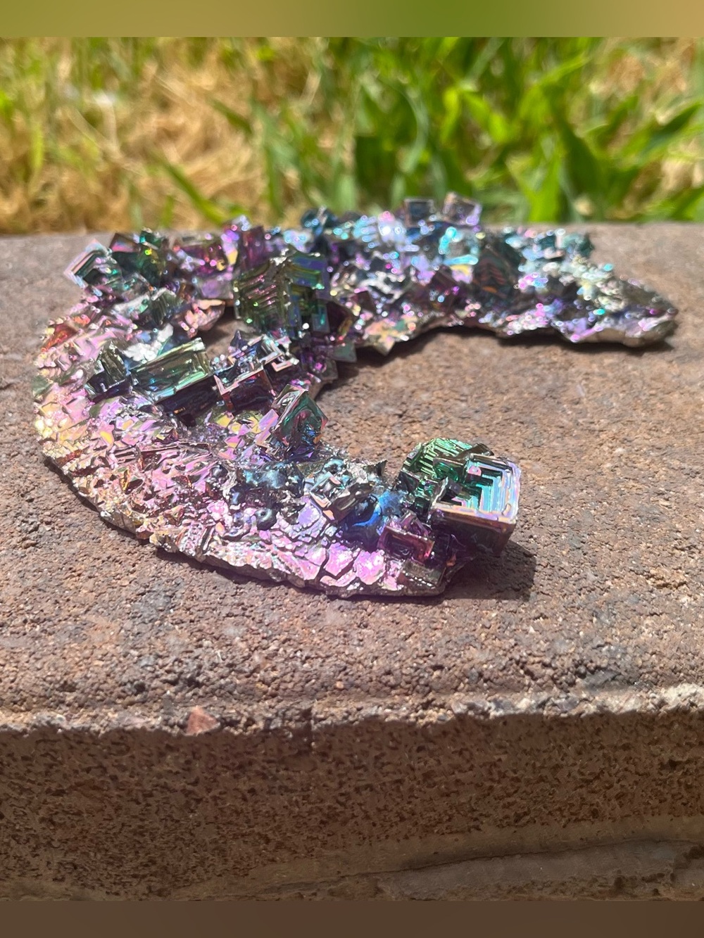 ๐ Large Rainbow Bismuth Crystal Crescent Moon Display Speciman - Picture 2 of 6